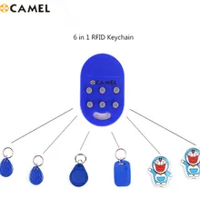 6 em 1 rfid múltiplo keyfob 125khz t5577 em gravável ic 13.56 mhz m1k s50 uid mutável cuid complexo chaveiro tag cartão