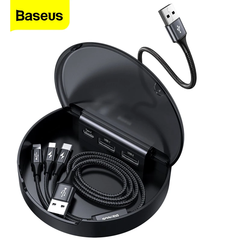 

Baseus 3 in 1 USB Cable For iPhone Samsung Xiaomi Phone Multi USB Type C Micro USB Cable Fast Charging Car Charger Dock Station