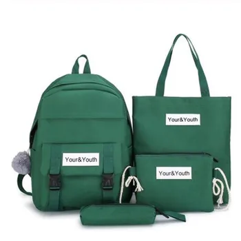 

4Pcs/Set Women Schoolbag Canvas Backpack Large Capacity School Backpack for Teenagers Travel Backpack Rucksacks Mochila