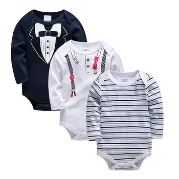 

3pcs/set 100% Cotton Body Long Sleeve Newborn Baby Boy Jumpsuits Baby Boys Clothes Winter Baby Christmas Wear Clothes