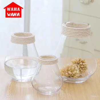 

Transparent Glass Vase Hydrangea Flower Set Tabletop Vase for Home Hydroponic Vase Hemp Glass Vase Living Room Decoration