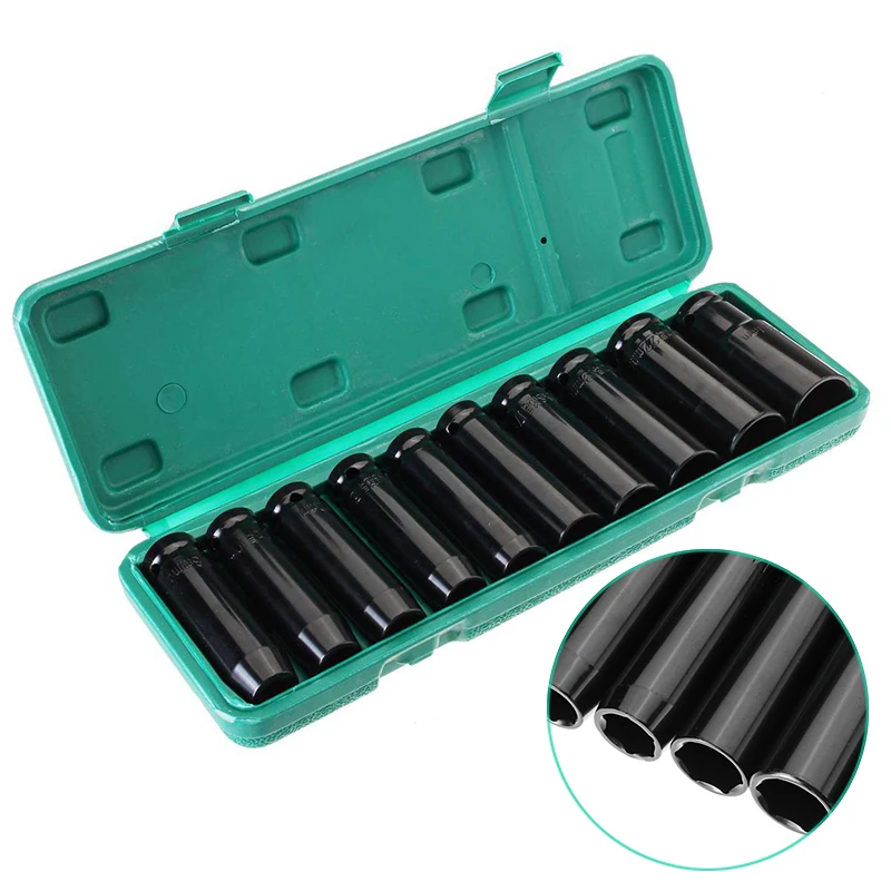 

10PCS/Set 8-24Mm 1/2 inch Drive Deep Impact Socket Set Heavy Metric Garage Sleeve Tools For Wrench Adapter Hand Car Repair Tool