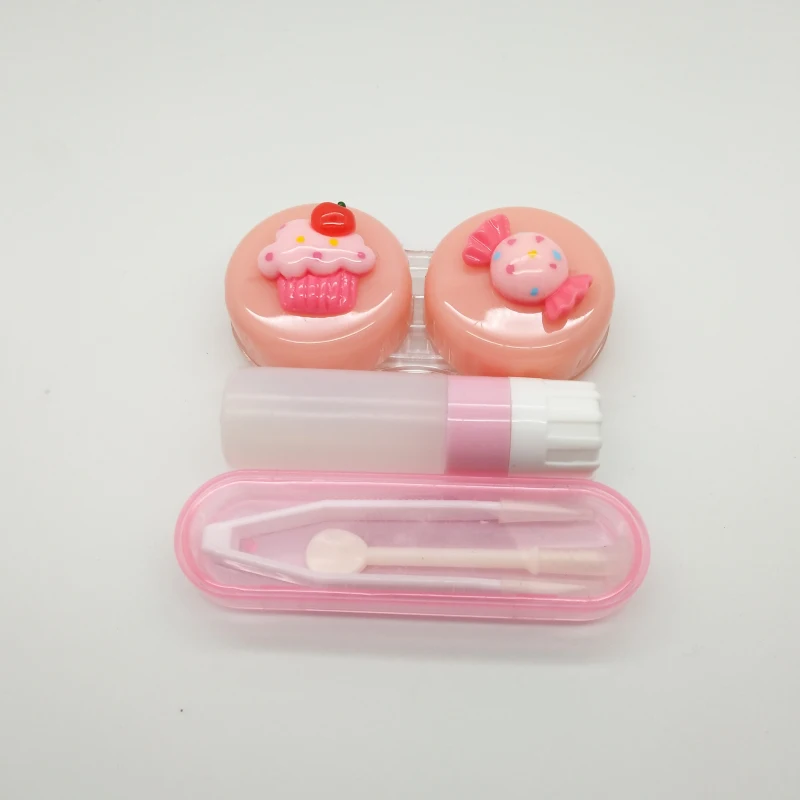 Light Pink LIUSVENTINA портативный DIY Красочные конфеты и клубника Торт Контактные Линзы Чехол коробка контейнер для цветные линзы подарок для девочек - Цвет: Light Pink