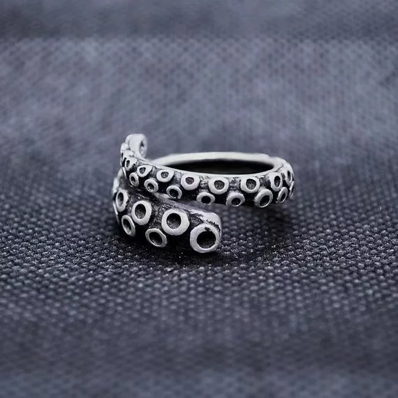 Us Size Dropshipping Charm Halloween Octopus Punk Stainless Steel Seaman Rings Men Anel Puck Jewelry Gift for Sailor Party Gift 5