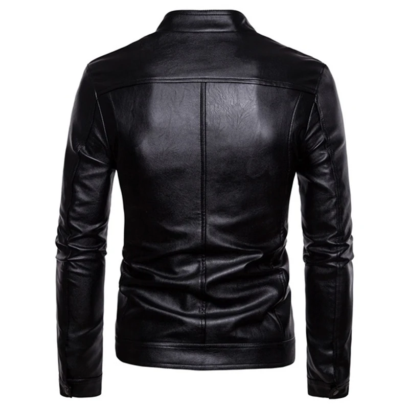 Осенне-зимние мотоциклетные куртки искусственная мужская кожаная куртка черная одежда мужские пальто с воротником-стойкой кожаные байкерские куртки на молнии