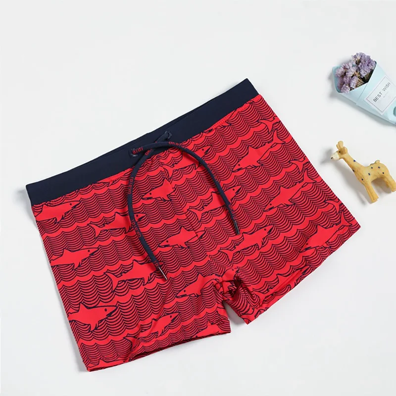 

Swimming Trunks Boys Shark Printed Drawstring Short Pants Swimwear Swimsuit Shark Sea Fish Printed Beach Short Pants Trousers