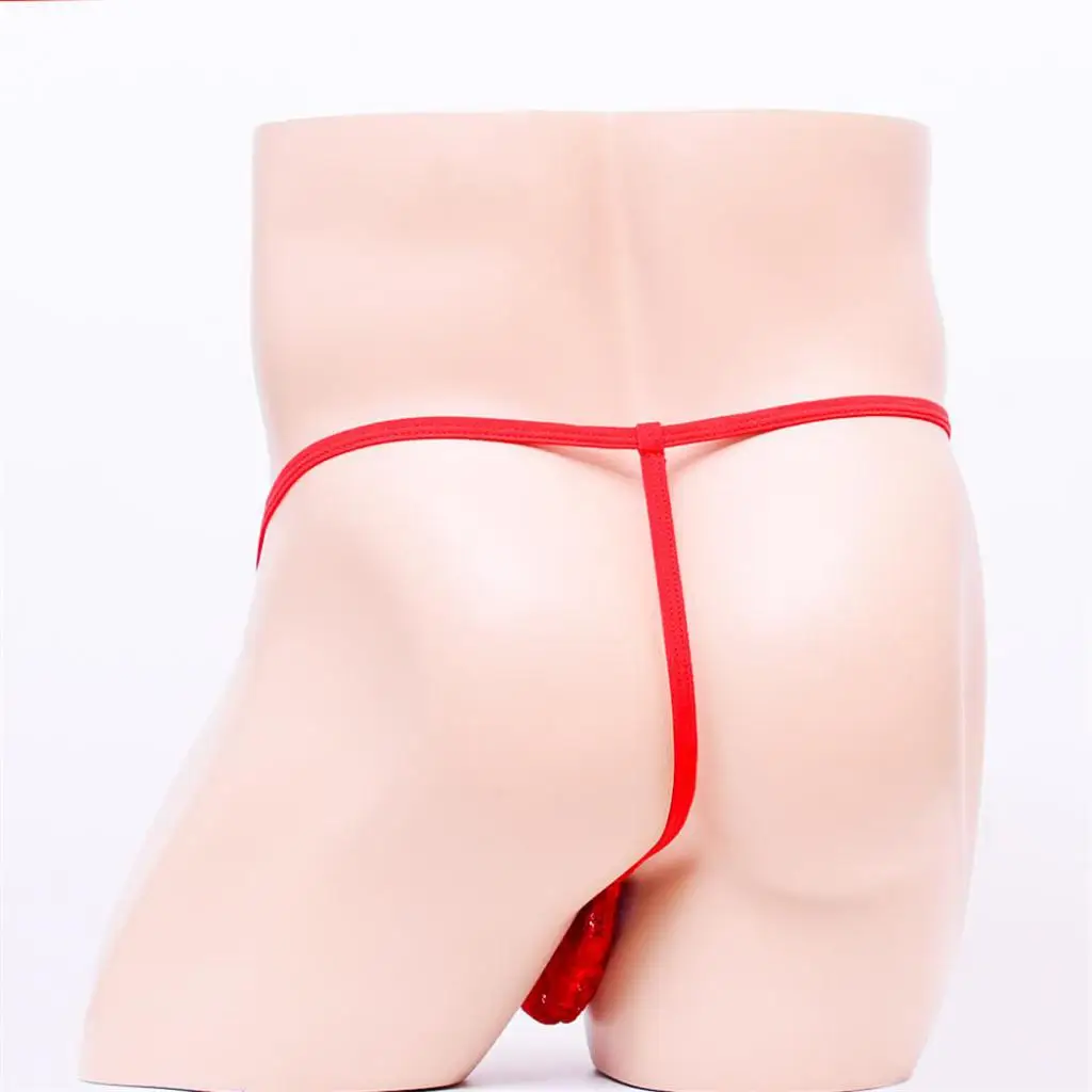 Mens Sexy Lace Mini Pouch G-string Briefs Underwear Low-rise G-String Backless Bulge Pouch Briefs T-back Thong Underpants