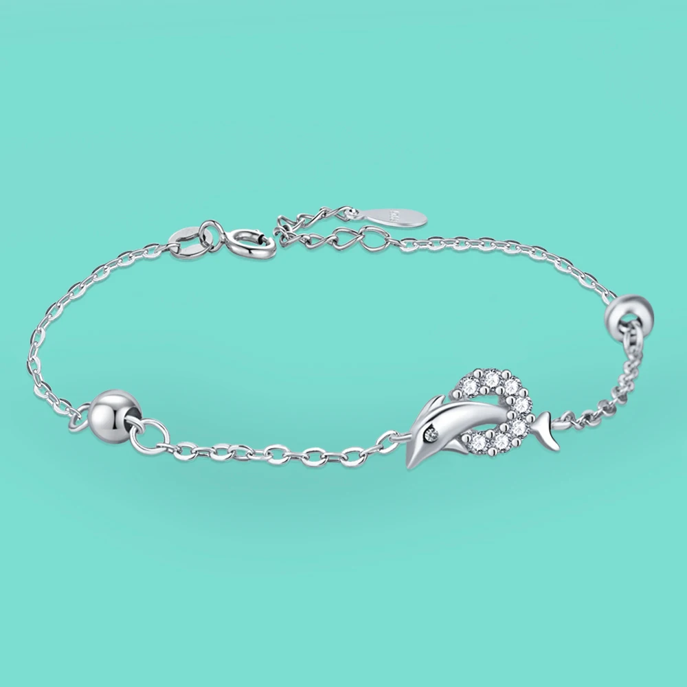 

Cute Dolphin Bracelet 925 Silver Chain Elegant Luxdy Women Trendy Romantic Bracelet Female Birthday Gift Fine Jewelry for Couple