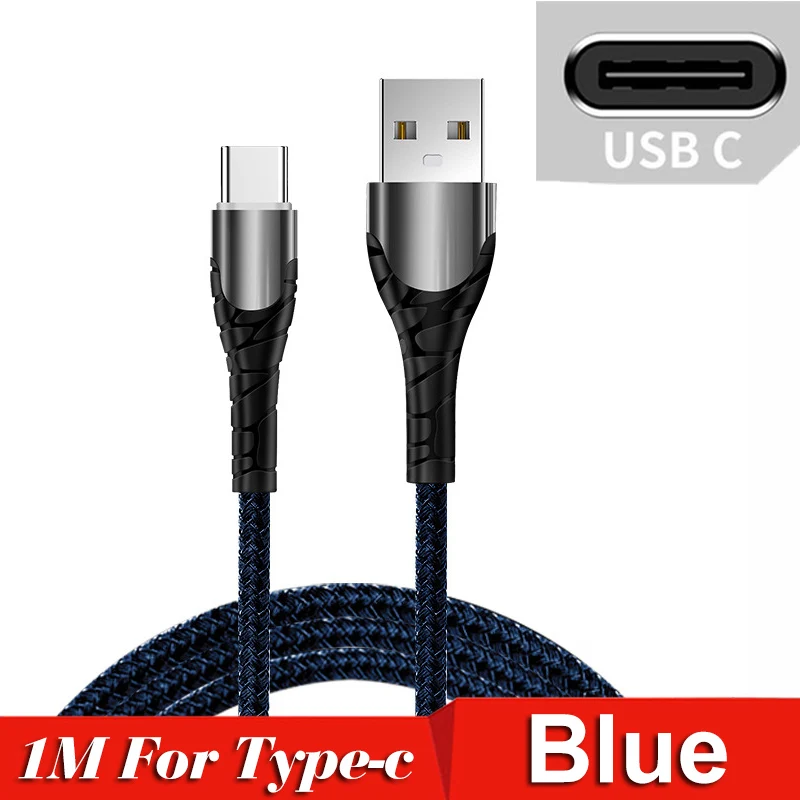 USB C кабель светодиодный Micro USB кабель для быстрой зарядки для Samusng Xiaomi type C зарядный адаптер Шнур для передачи данных для мобильного телефона Microusb - Цвет: Black for Type-c