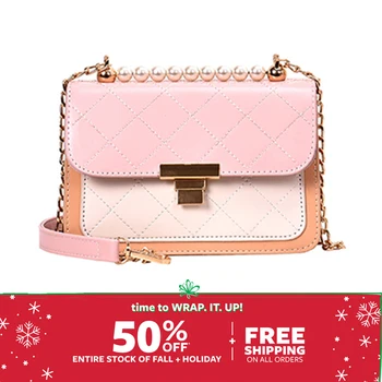 

2019 autumn and winter new French small bag female fashion single shoulder diagonal bag wild pearl handbag