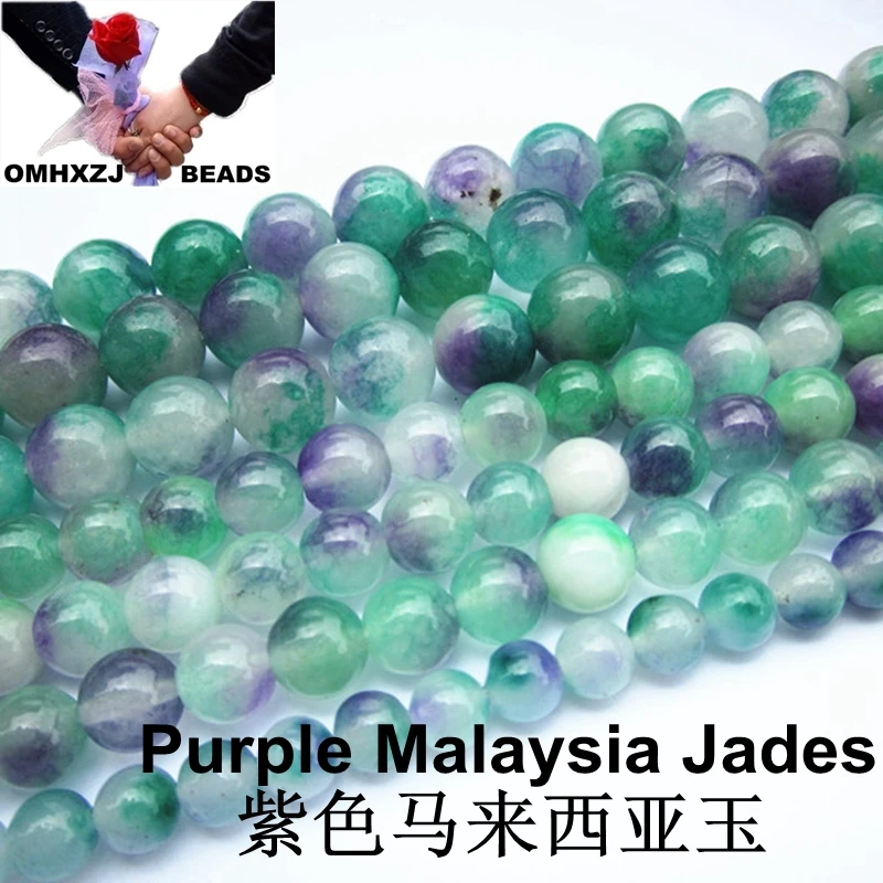 OMHXZJ Wholesale 6 8 10 MM Natural Stone Purple Malaysia Jades Loose Pearl Jewelry ZZ68 | Украшения и аксессуары