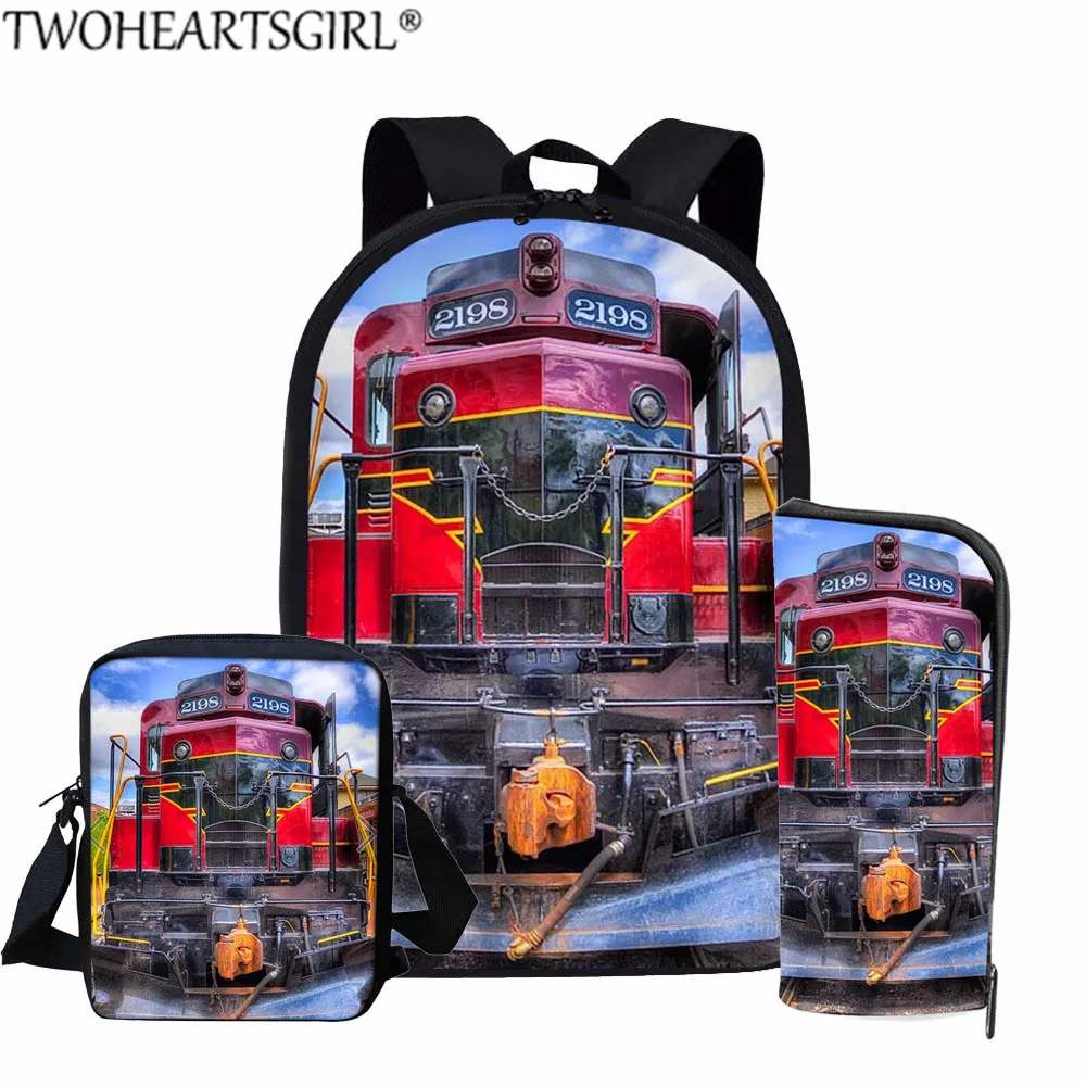 LH1278CED Twoheartsgirl паровой поезд Печать школьный Набор для подростков мальчиков девочек Детский рюкзак женский мужской рюкзак для ноутбука детский портфель - Цвет: LH1278CED