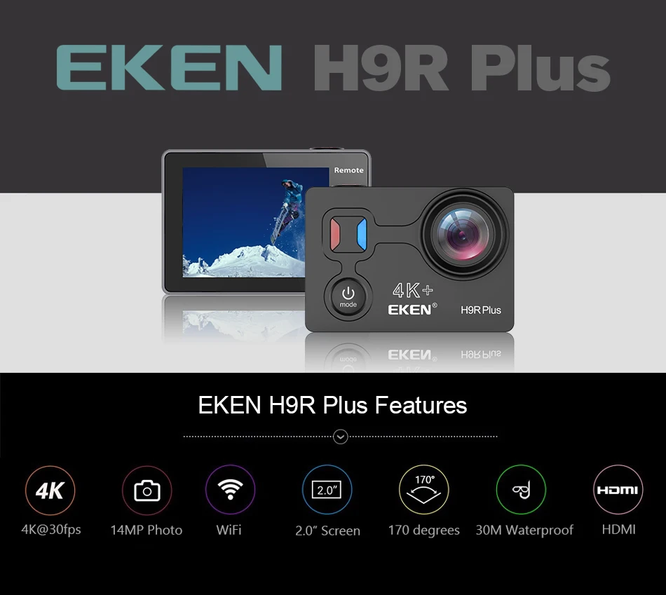 Экшн-камера eken H9R Plus Ultra HD 4K A12 4 k/30fps 1080 p/60fps для Panasonic 34112 14MP go Водонепроницаемая камера wifi Спортивная камера