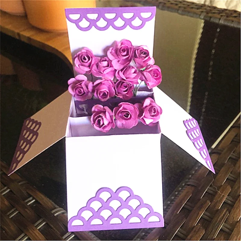 

Kokorosa 4 Pcs/lot Metal Cutting Dies Scrapbooking For Card Making DIY Embossing Cuts New Craft Square Box 3D Pattern