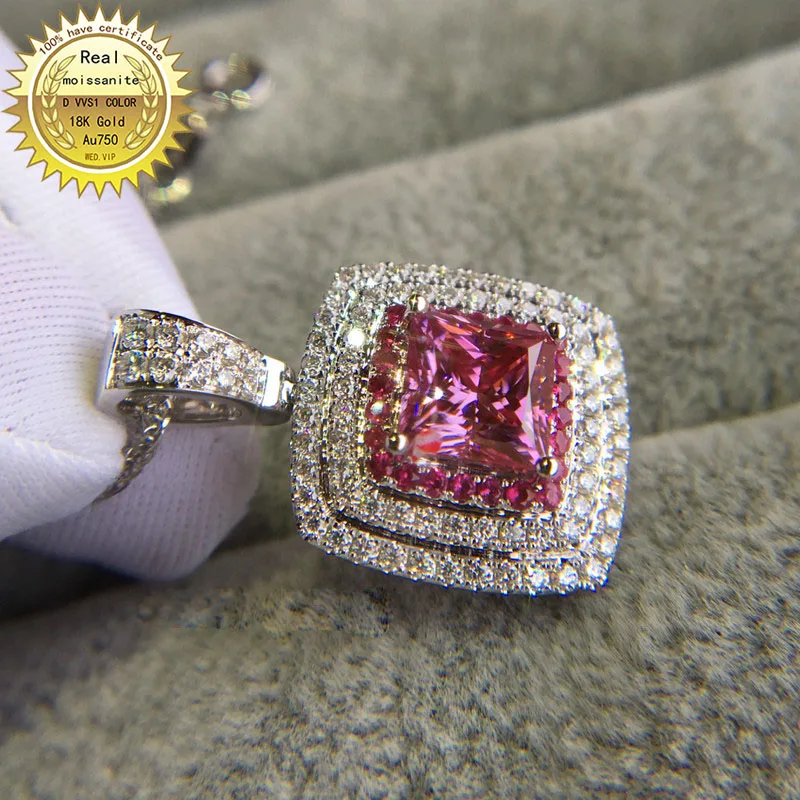 

Твердые Au750 18K золото Цепочки и ожерелья 2ct Розовый Синтетический бриллиант DVVS цвет с национальными сертификат