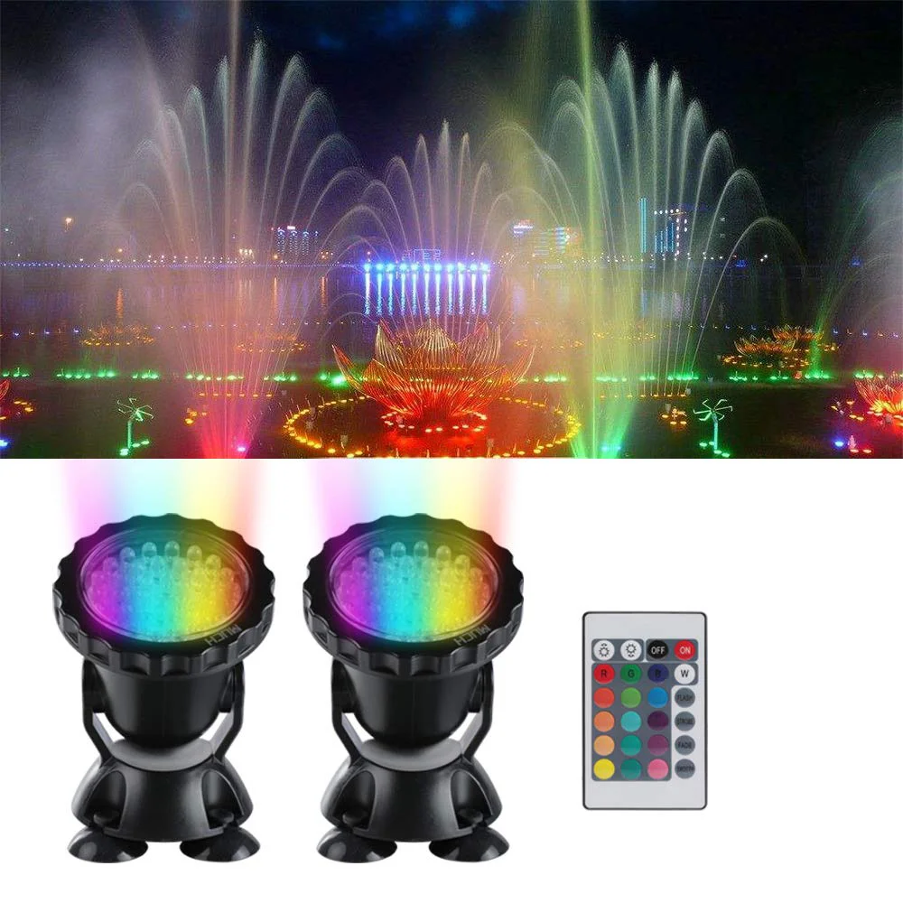 

12V Submersible Pond Light Multi-Color Aquarium Spotlight for Garden Fountain Fish Tank RGB LED Lighting with Remote Controller