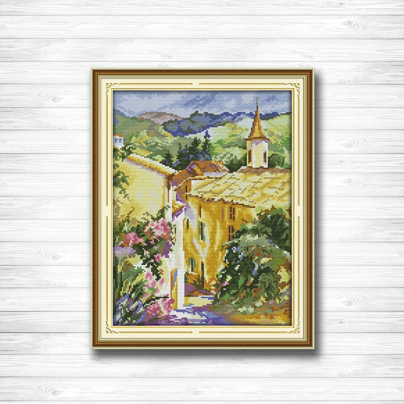 

In the corner of town scenery painting dmc 14CT 11CT counted cross stitch Needlework Set Embroidery kits chinese cross stitch