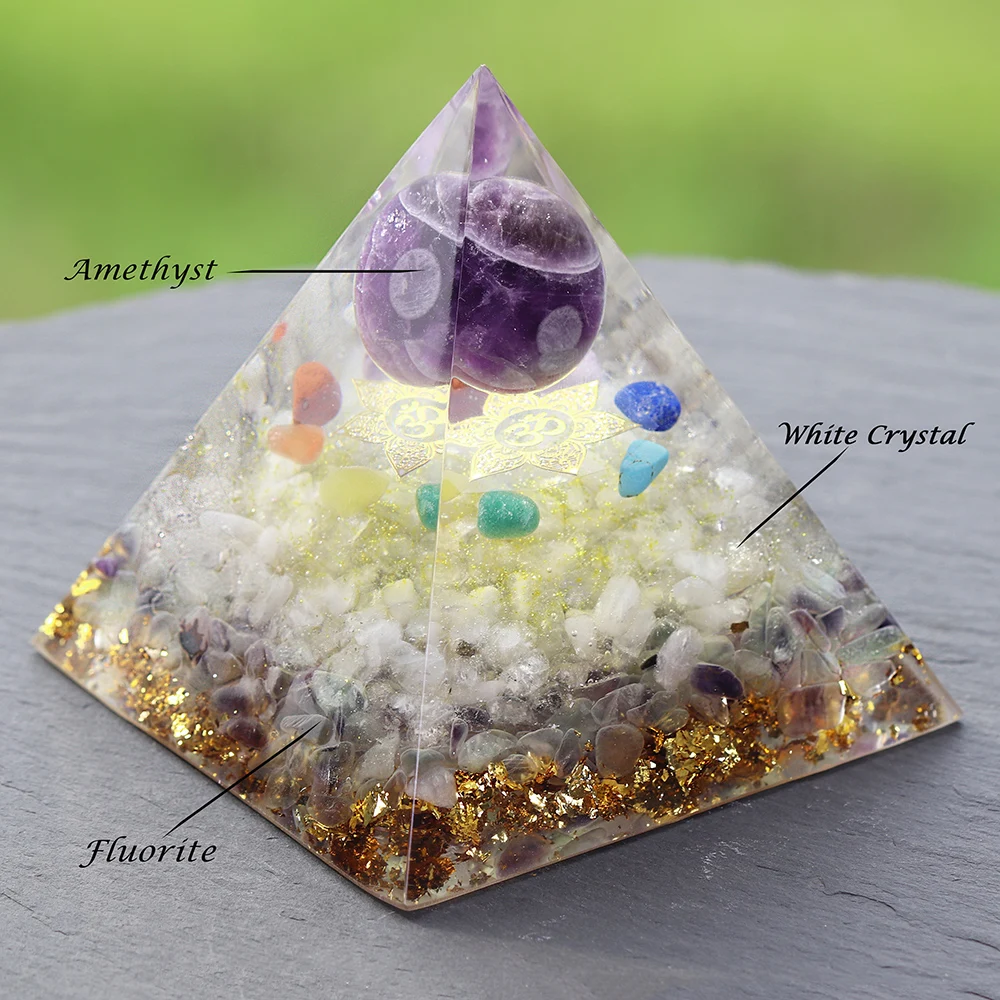 Оргонит пирамида из аметиста изменить магнитное поле жизни камень Reiki флюорит