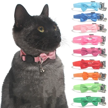 

Saim Cat Breakaway Collar Bow Cat Collar with Bells 2Pcs Nylon Ribbon Adjustable Neck Strap Color Bowknot Puppy Collars JJ50865