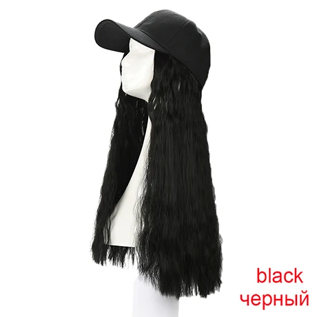 Новая модная женская бейсбольная шляпа парик для волос забавная шапка Повседневная Уличная Хип-Хоп Кепка Snapback gorras - Цвет: black