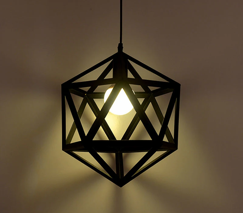 American Vintage Loft Diamond Metal Pendant Lights for Living Room Kitchen Industrial Led Hanging Lamp Home Decor Light Fixtures