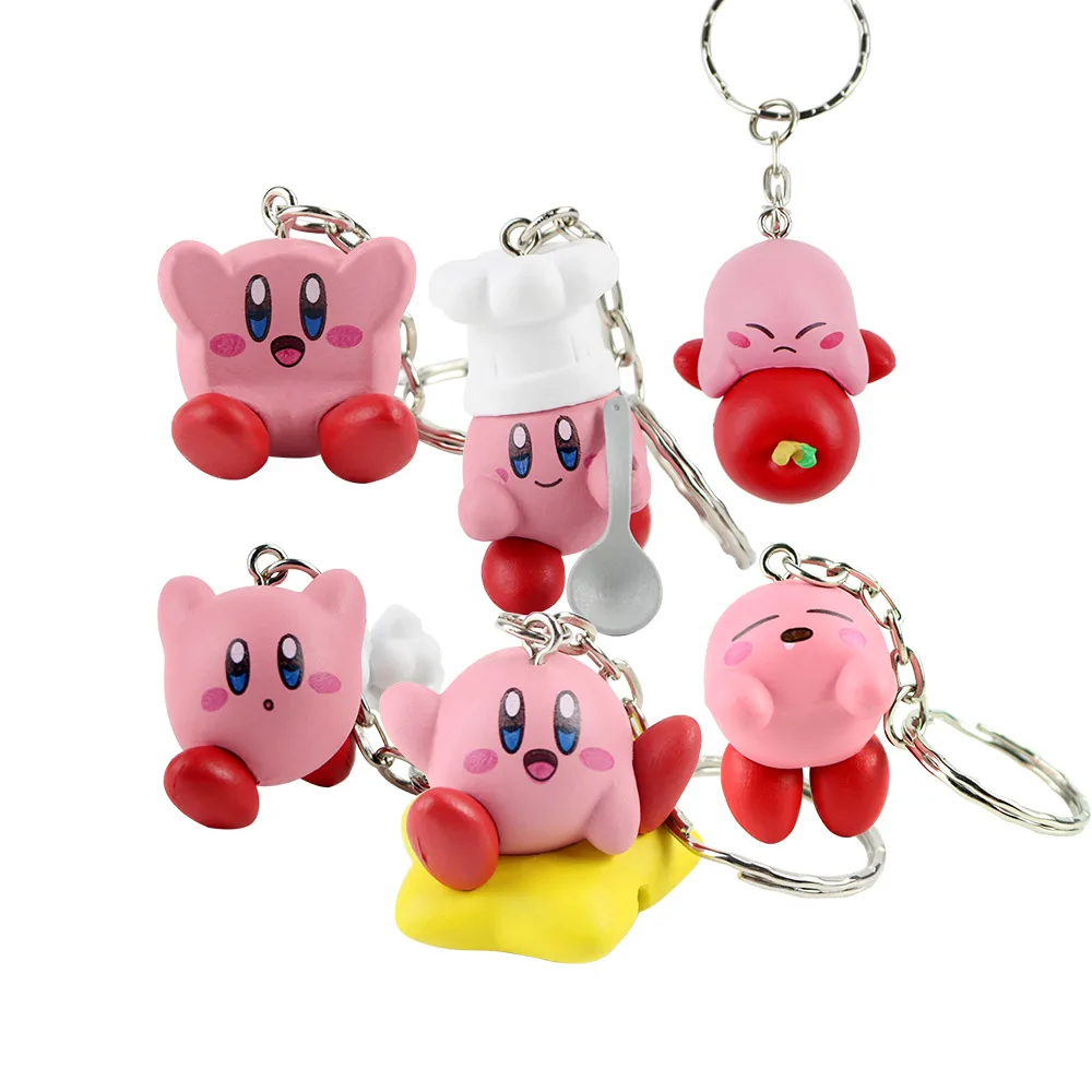 

6pcs/set 4cm Kirby Popopo Mini PVC Figures Toys with Keychain Pendants