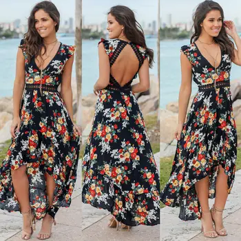 

Women Sommer Casual lange Maxi Abend Party Cocktail Strandkleid Clubwear