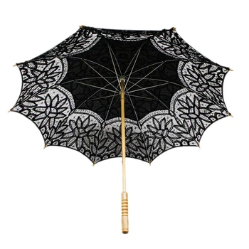 

Lace Umbrella Parasol Vintage Wedding Bridal Umbrella for Decoration Photo Costume Party (Black)
