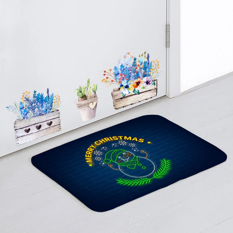 Модный Рождественский стиль коврик для ванной комнаты абсорбирующий коврик рождественские кристаллические шар олень Снеговик гостиная накидка на мебель