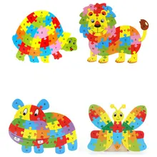 4 шт деревянные 26 букв игрушки-головоломки в виде животных Детские Ранние Обучающие пазлы детские деревянные познавательные Пазлы игрушка в подарок