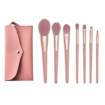

7pcs/set Makeup Brush Eye Shadow Foundation Lip Brush Eyebrow Brush Nude Pink Loose Powder Makeup Brushes