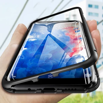 Перейти на Алиэкспресс и купить Металлический магнитный чехол для Vivo Y11 Y19 2019 Y17 Y15 Y12 Y3 V9 Z5X IQOO NEO U3X U20 V17 V15 Y9S Y5S S1 Pro, чехлы с закаленным стеклом чехол s