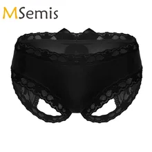 Женские горячие сексуальные трусики с открытой спиной, нижнее белье, Полупрозрачные трусики с кружевной отделкой и атласным бантом, нижнее белье