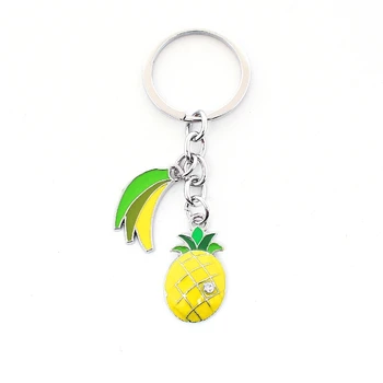 

FREE SHIPPING BY DHL 100pcs/lot Cute Metal Banana Keychains Pineapple Keychains Fruit Keyrings Gifts
