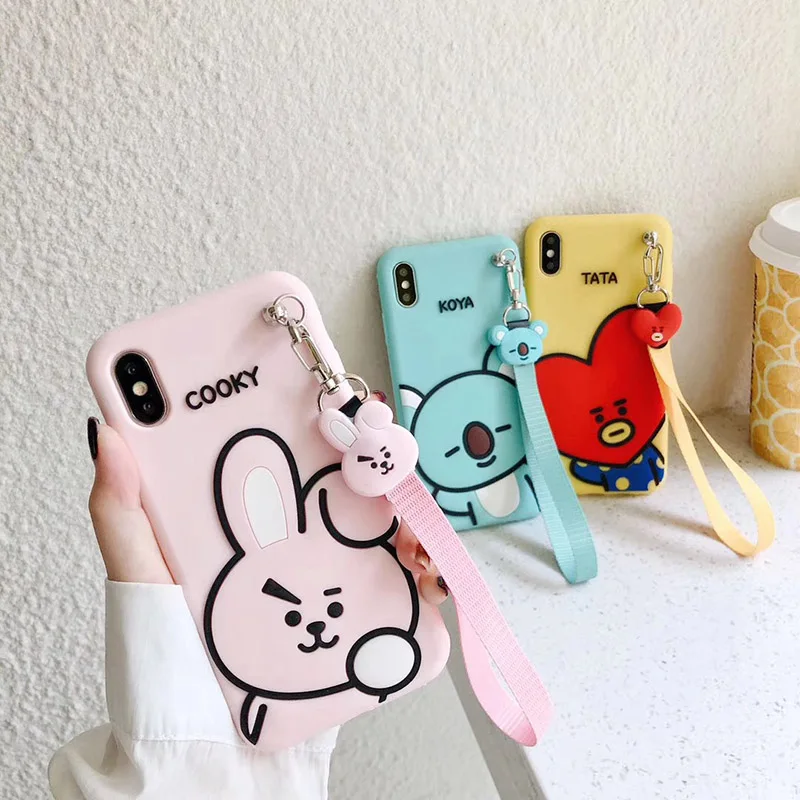 

Cartoon Silicon Phone Case Cover K-POP Bangtan Korean TATA COOKY KOYA For IphoneXsMax/iphone7/8plus Drop Shipping
