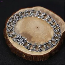 S925 Стерлинговое Серебро, ювелирное изделие, тайское серебро, индивидуальная хип-хоп цепочка на запястье, мужской браслет с черепом для мужчин, стиль