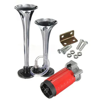 

Suitable for Automobile Motorcycle Metal Double Tube Air Horn with Air Pump Air Horn Zinc Alloy Electroplating Process
