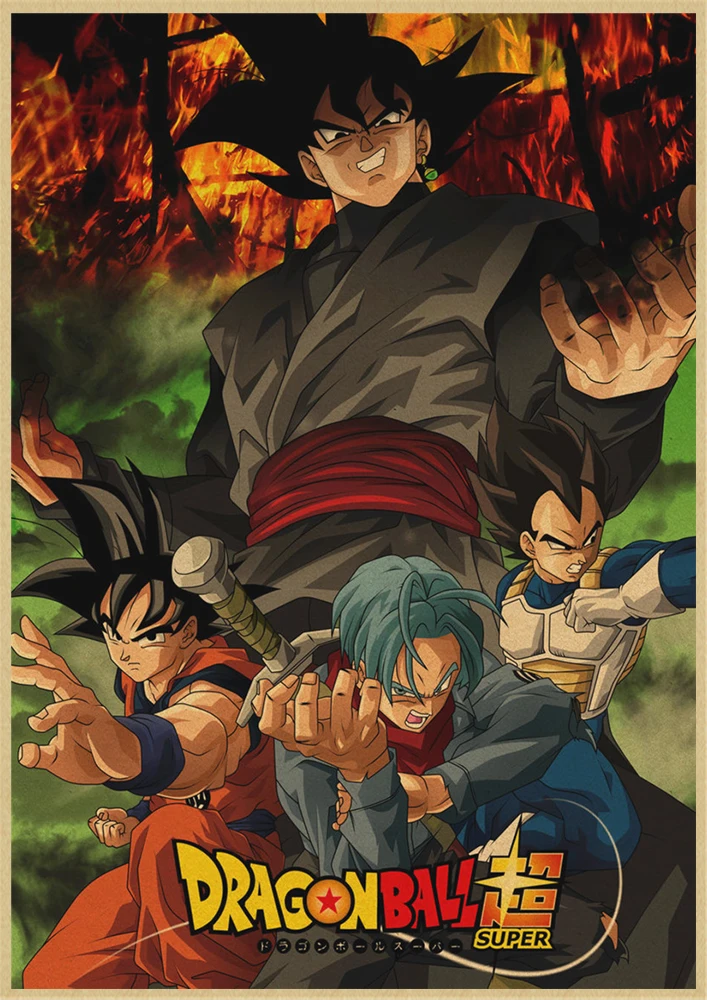 Оранжевый Dragon Ball японского аниме фильм винтажные плакаты хорошего качества печатный плакат на стену в стиле ретро комнаты декоративная живопись дома - Цвет: Оранжевый