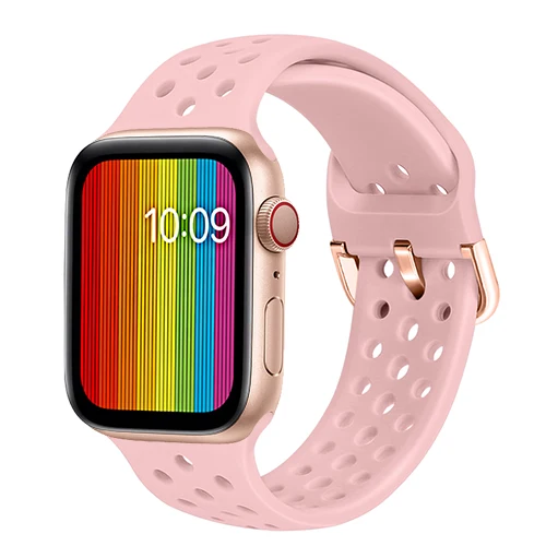 Pink Ремешок для apple watch 4 полосы 44 мм/40 мм наручных часов iWatch, ремешок 42 мм/38 мм спортивный силиконовый браслет correa 42 ремешок для наручных часов apple watch 4/3/2/1 - Цвет ремешка: Pink