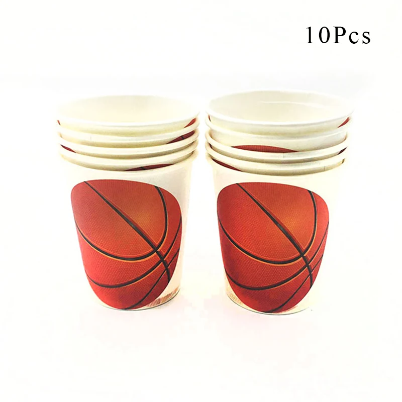 Paper cup x 10 Баскетбольная тема одноразовая посуда для вечеринки посуда бумажные чашки тарелки шары для детей Дети День рождения принадлежности AH49 - Цвет: Paper cup x 10