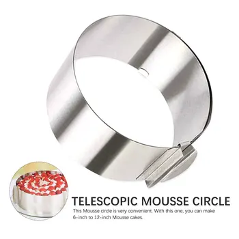 

Cake Decoration Tool Retractable 6-12 Inch Adjustable Stainless Steel Circle Mousse Ring Baking Tool Dessert Cake Mould Bakeware