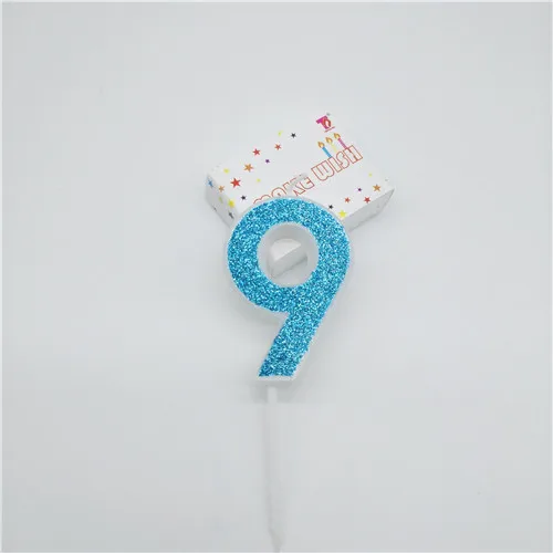 blue 9 Свечи для торта «Happy Birtday» с цифрами 0, 1, 2, 3, 4, 5, 6, 7, 8, 9 синих цветов, свечи для маленьких девочек и мальчиков на день рождения, декоративные принадлежности - Цвет: blue 9