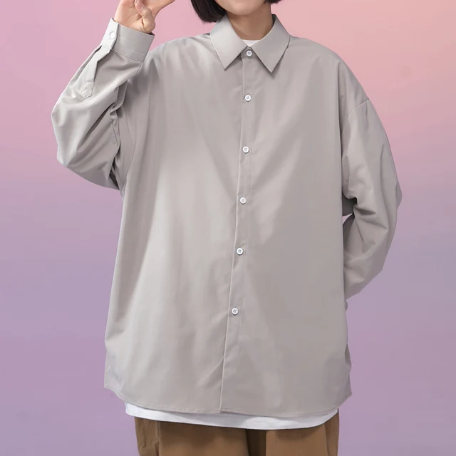 LEGIBLE 2021 Long sleeve Shirt Women White Turn Down Collar Basic Casual Teen Gril Oversize Shirt