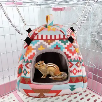 

Hamster Tent Bed 17x17x18CM Warm Cotton Hammock Washable Canvas Comfortable Pet Sleeping Cage For Small Parrot Hedgehog Squirrel
