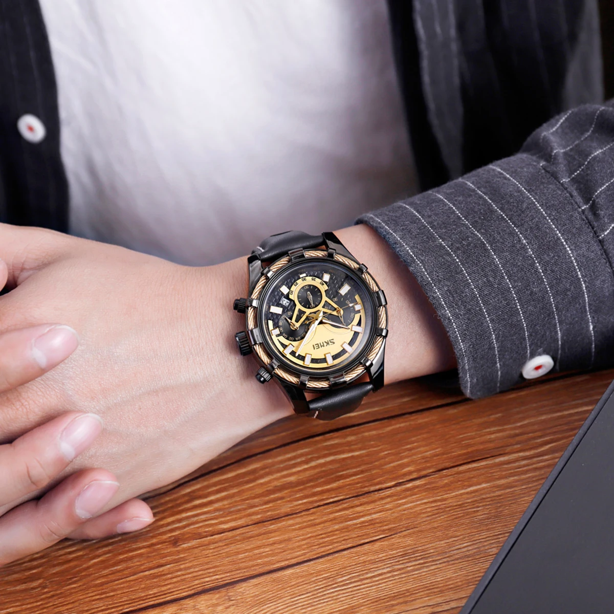 Роскошные модные спортивные водонепроницаемые часы Мужские Аналоговые Цифровые Военные Силиконовые армейские часы кожаный ремешок