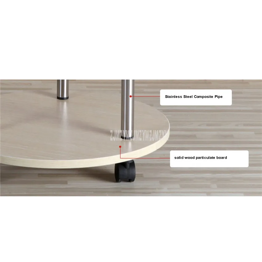  2 Layer Creative Modern Movable Round Tea Table With Wheel Design Living Room Bedroom Corner Wood S - 4000194530367