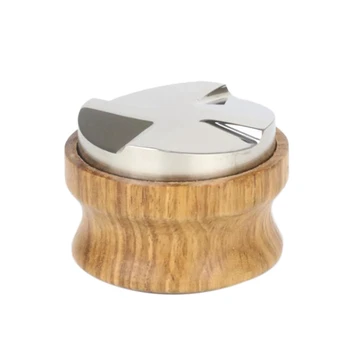 

Four Leaf Cloth Powder,304 Stainless Steel/Solid Wood Coffee Tamper 58.35MM Coffee Distributor Coffee Powder Hammer