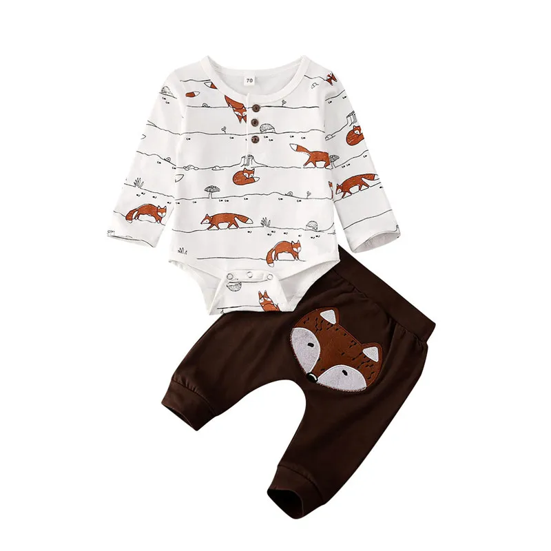 

Free shipping Newborn Baby Boys Girls clothes Geometry Pants animal print long sleeve round neck Bodysuit 2pc kids Autumn Outfit