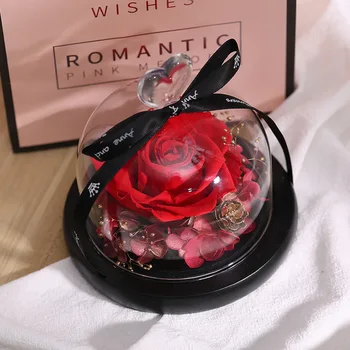 

1set Valentines Day Gift Beauty and The Beast Preserved In Glass Dome Wedding Gifts for Guests Mother's Day Valentines Day Decor