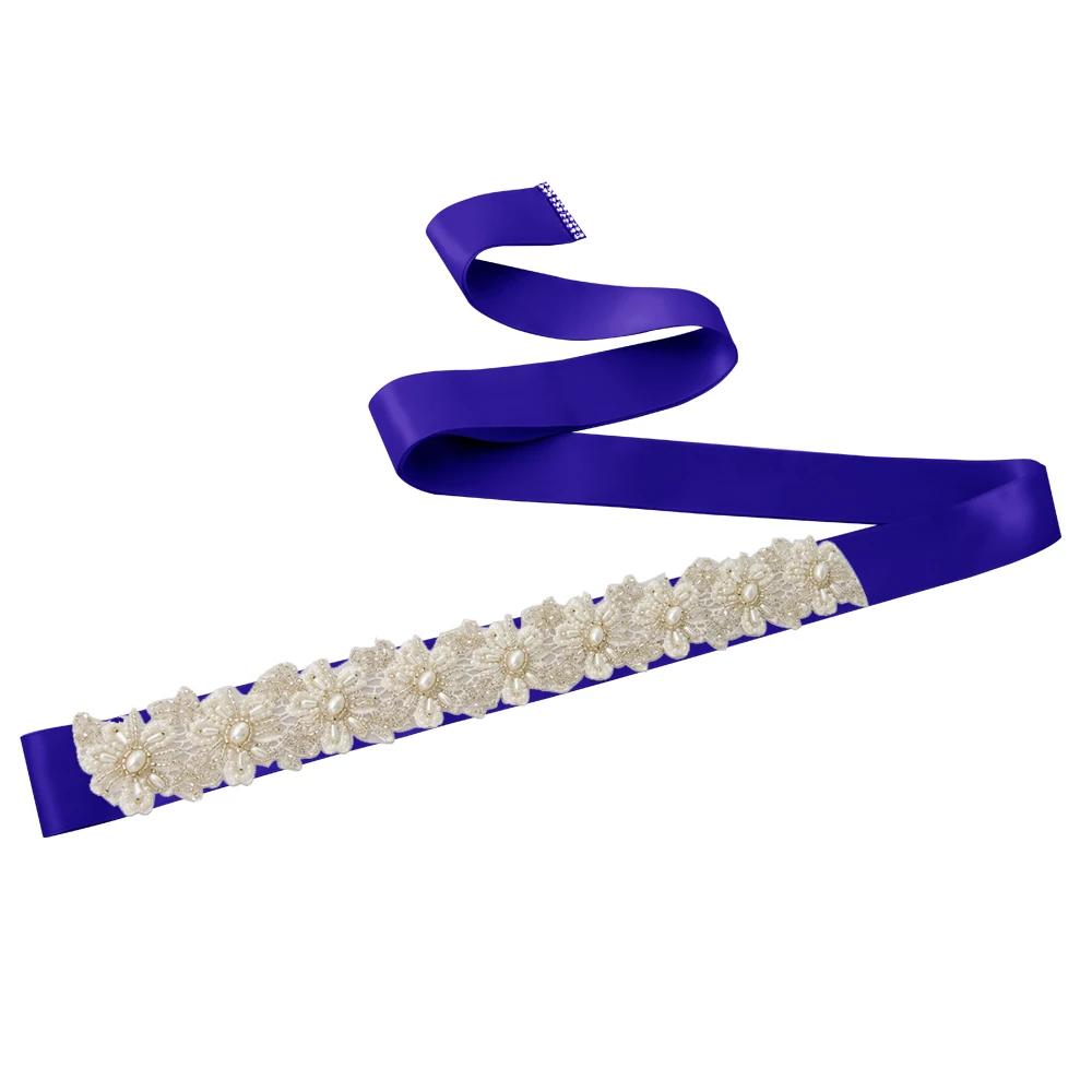 royal blue TRiXY S219 свадебные пояса с бисером и кристаллами, Свадебные ремни для невесты, подружки невесты, свадебные Ремни с цветами - Цвет: royal blue